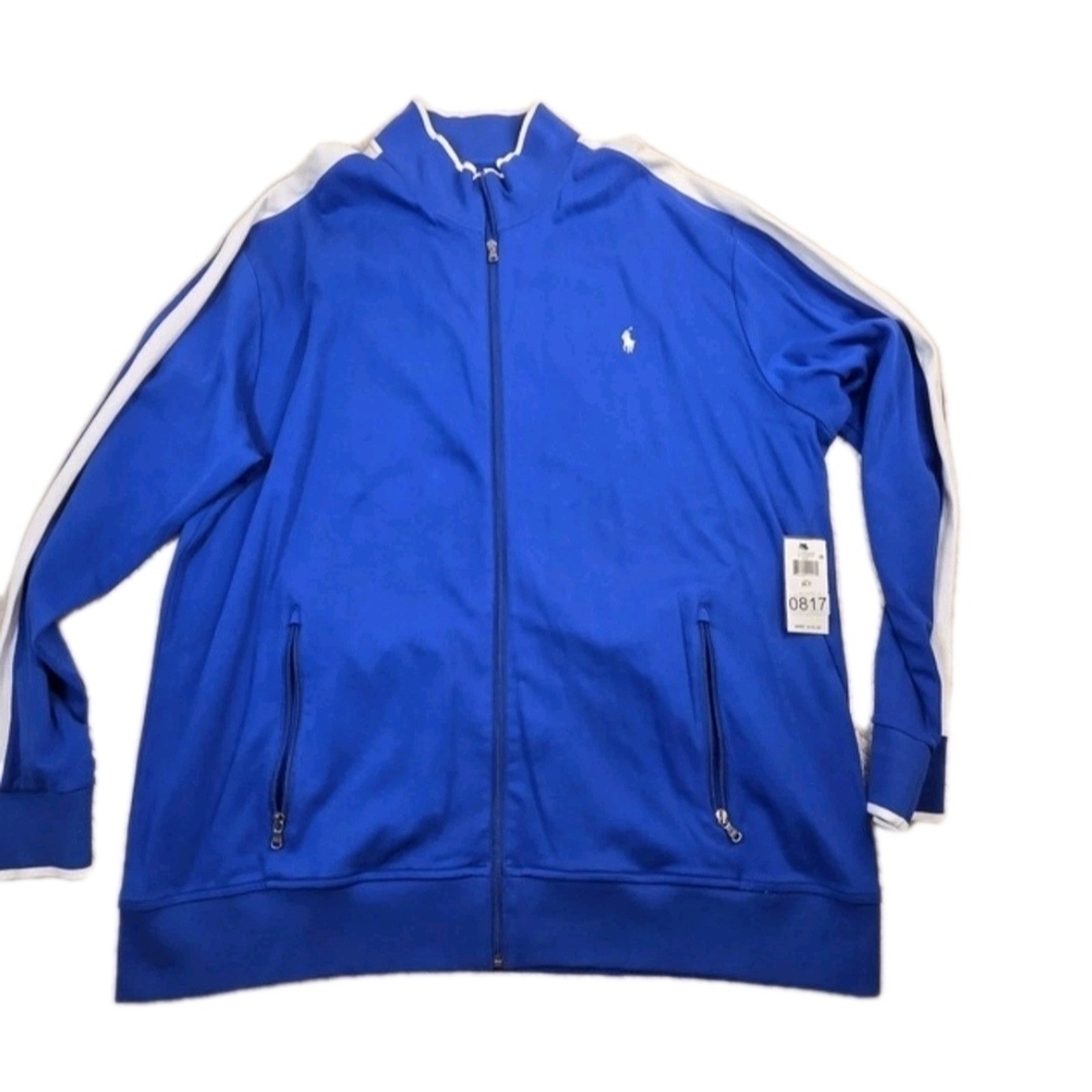 Polo Ralph Lauren Track Jacket Royal Blue White Stripe Full Zip Size 2XT NWT